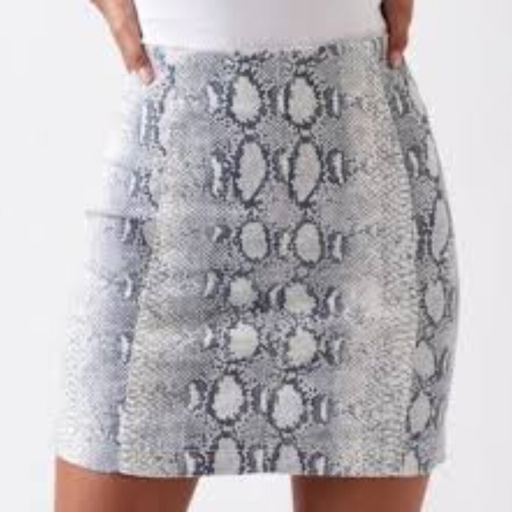 Free People Modern Femme Snakeskin Print Bodycon Mini Skirt Size 10 NWOT
